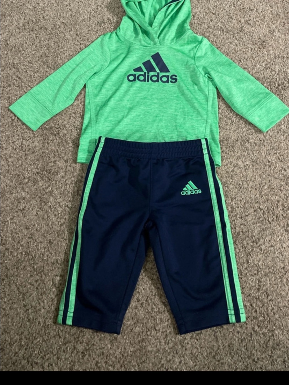 adidas Navy & Green Kids' Athletic Joggers
